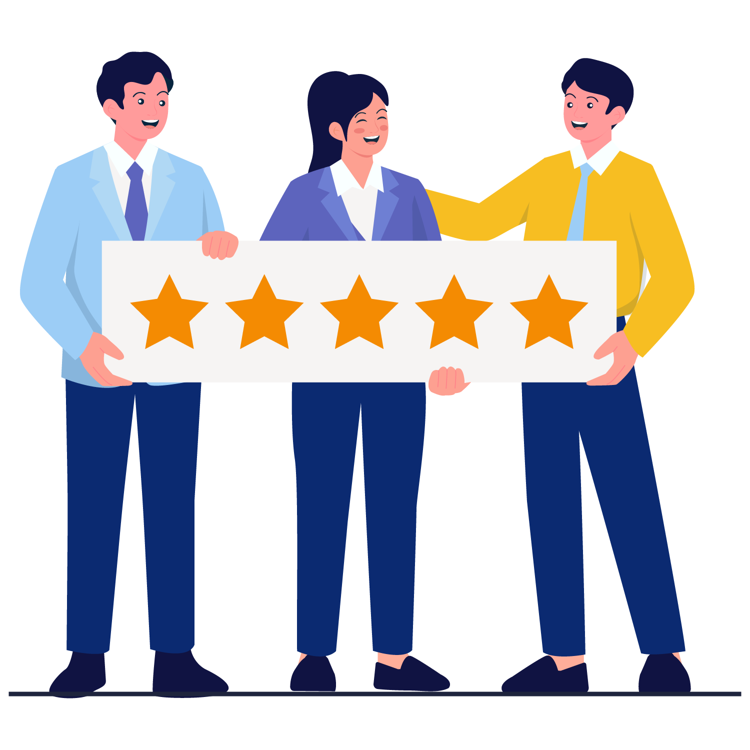 Team Holding Five Star Review Board